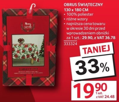 Obrus świąteczny 130x180 cm promocja w Selgros