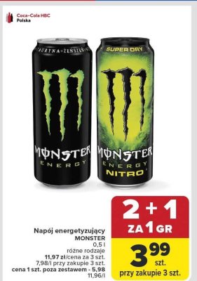 Napój energetyzujący MONSTER NITRO promocja w Carrefour