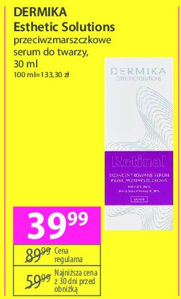 Serum do twarzy przeciwzmarszczkowe Dermika estetic solution retinal promocja