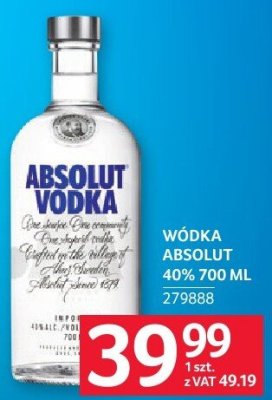 Wódka Absolut 40% 700 ML promocja w Selgros