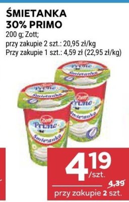 Śmietanka 30% Primo promocja w Stokrotka