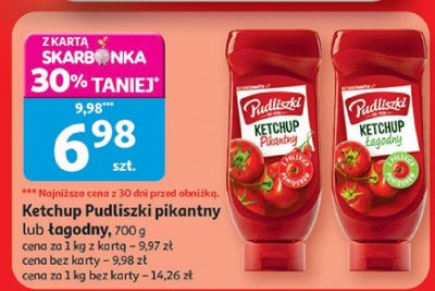 Ketchup Pudliszki łagodny 700g promocja w Auchan