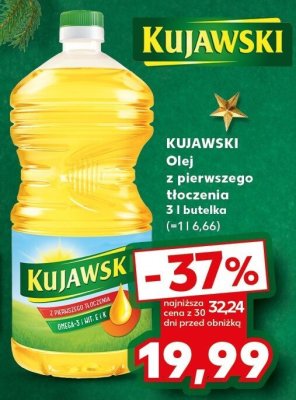 Olej z pierwszego tłoczenia Kujawski 3 l butelka promocja w Kaufland