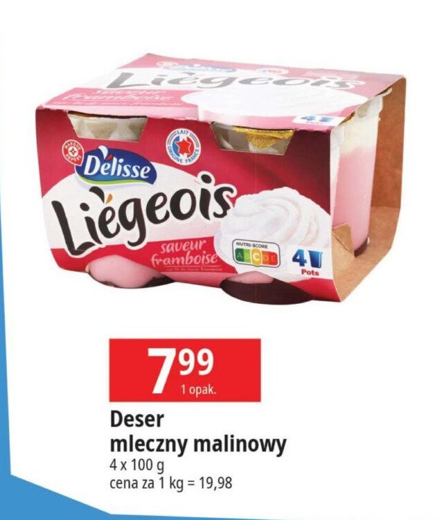 Deser mleczny malinowy Wiodąca marka delisse promocja