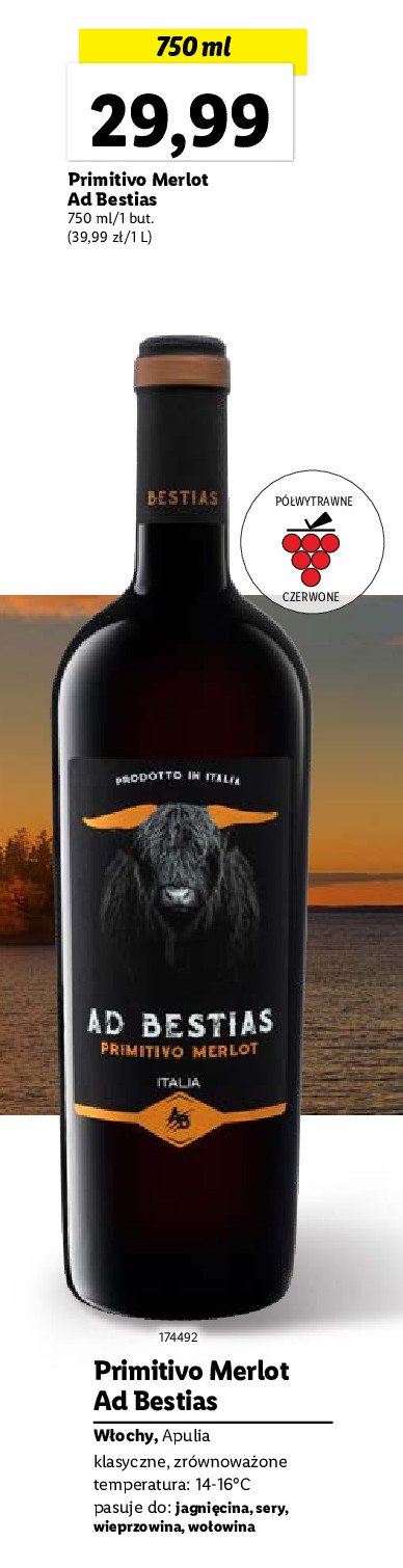 Wino Primitivo merlot ad bestias promocja