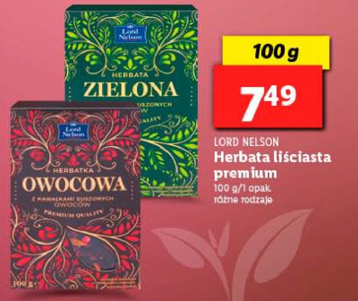 Herbata zielona z kawałkami suszonych owoców Lord nelson promocja