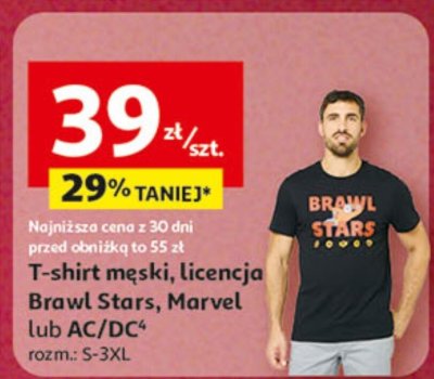 T-shirt męski, licencja Brawl Stars, Marvel lub AC/DC promocja w Auchan