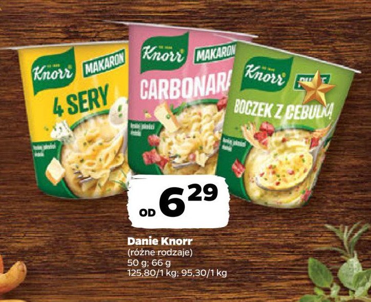 Makaron 4 sery Knorr danie promocja w Netto