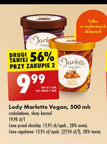 Lody czekolada Marletto vegan promocja