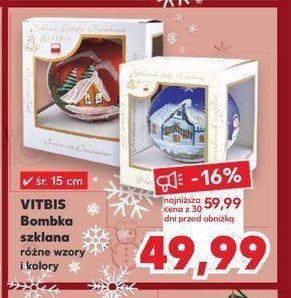 Bombka szklana 15 cm Vitbis promocja w Kaufland