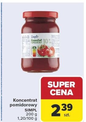 Koncentrat pomidorowy SIMPL 200g promocja w Carrefour Market