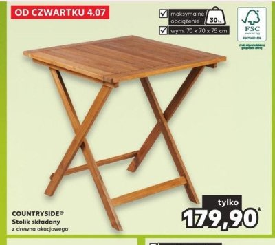 Stolik składany drewniany 70 x 70 x 75 cm K-classic countryside promocja