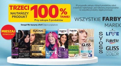 Farby do włosów SYOSS, LIVE, PALETTE, GLISS różne rodzaje promocja w Kaufland
