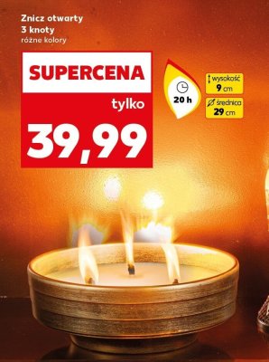 Znicz otwarty 3 knoty różne kolory 20 h promocja w Kaufland