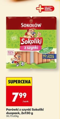 Parówki z szynki Sokoliki duopack, 2x130 g promocja w Biedronka