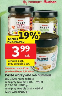 Pasta warzywna lub hummus 180-190 g, różne rodzaje promocja w Auchan
