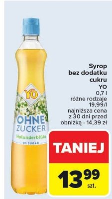 Syrop bez dodatku cukru YO różne rodzaje promocja w Carrefour
