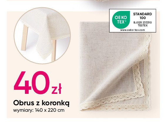 Obrus z koronką 140 x 220 cm promocja w Pepco