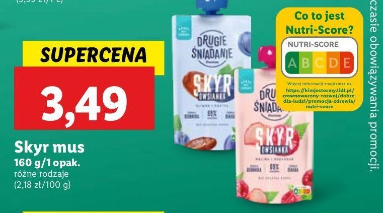 Owsianka skyr malina-rabarbar Drugie śniadanie promocja w Lidl