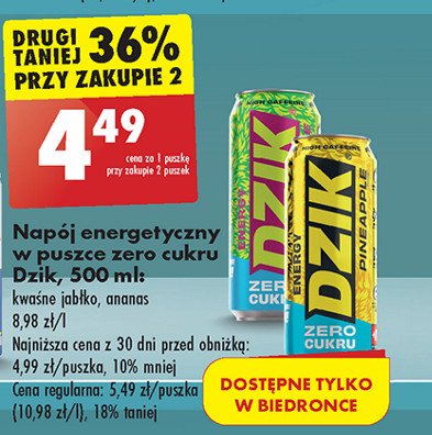 Napój energetyczny zero kalorii sour apple WK DZIK promocja