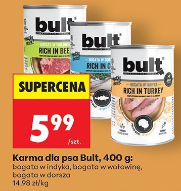 Karma dla psa Bult, 400 g - bogata w indyka, bogata w wołowinę, bogata w dorsza promocja w Biedronka