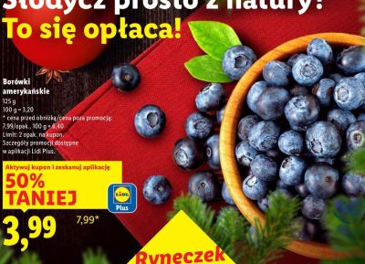 Borówki amerykańskie 125 g promocja w Lidl