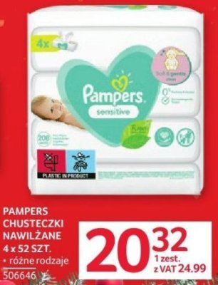 Chusteczki nawilżane Pampers 4 x 52 szt. promocja w Selgros