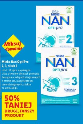Mleko Nan OptiPro 2, 3, 4 lub 5 promocja w Lidl
