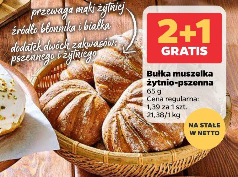 Bułka muszelka żytnio-pszenna promocja w Netto