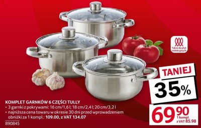 Komplet garnków 6 części Tully promocja w Selgros