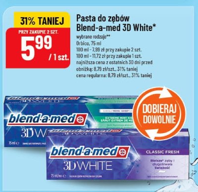 Pasta do zębów Blend-a-med 3D White promocja w POLOmarket