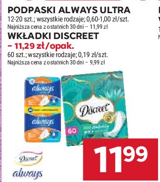 Podpaski normal plus 2-pak Always ultra 100% protection promocja w Stokrotka