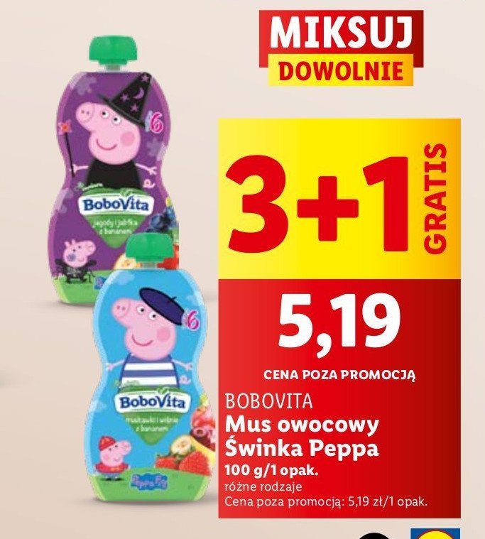 Mus jagody i jabłka z bananem peppa pig Bobovita promocja