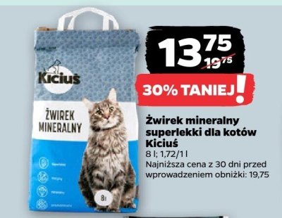 Żwirek mineralny superlekki dla kotów 8 l promocja w Netto