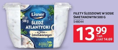 Śledź atlantycki w sosie śmietanowym Lisner 500g promocja w Selgros