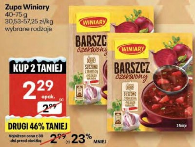 Zupa Winiary wybrane rodzaje promocja w Delikatesy Centrum