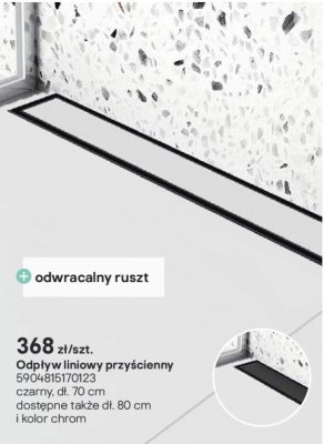Odpływ liniowy przyścienny czarny 70 cm promocja w Castorama