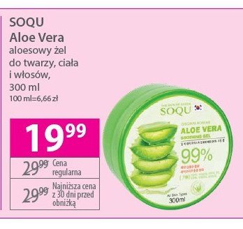 Żel łagodzący aloe vera Soqu promocja