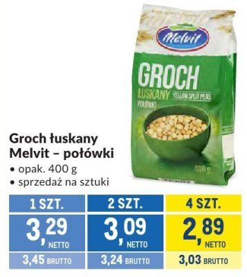 Groch łuskany Melvit - połówki promocja w Makro