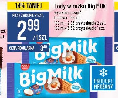 Lód w rożku tiki taki z wawelu Algida big milk promocja