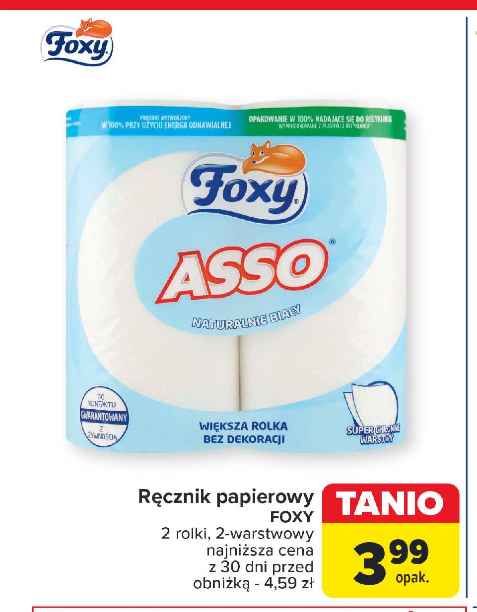 Ręcznik papierowy Foxy asso promocja w Carrefour Market