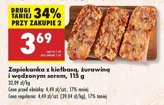 Zapiekanka z kiełbasą żurawiną i wędzonym serem promocja
