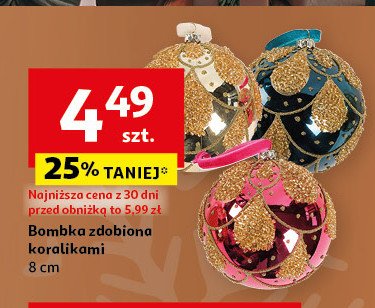 Bombka zdobiona koralikami 8 cm Actuel promocja w Auchan