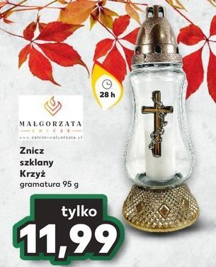 Znicz szklany krzy偶 28 h Ma艂gorzata promocja