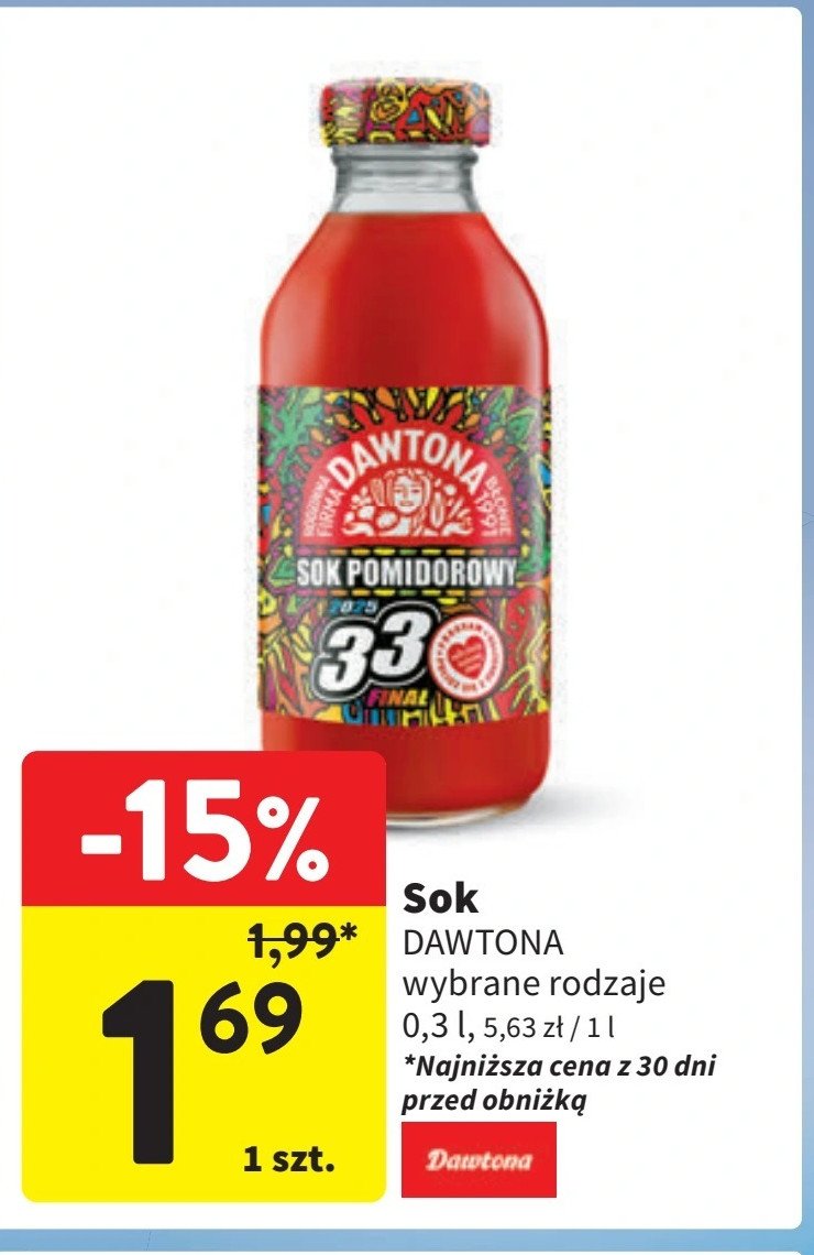 Sok pomidorowy Dawtona promocja w Intermarche