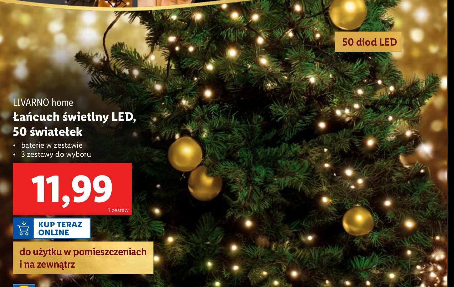 Łańcuch świetlny 50 led LIVARNO HOME promocja w Lidl