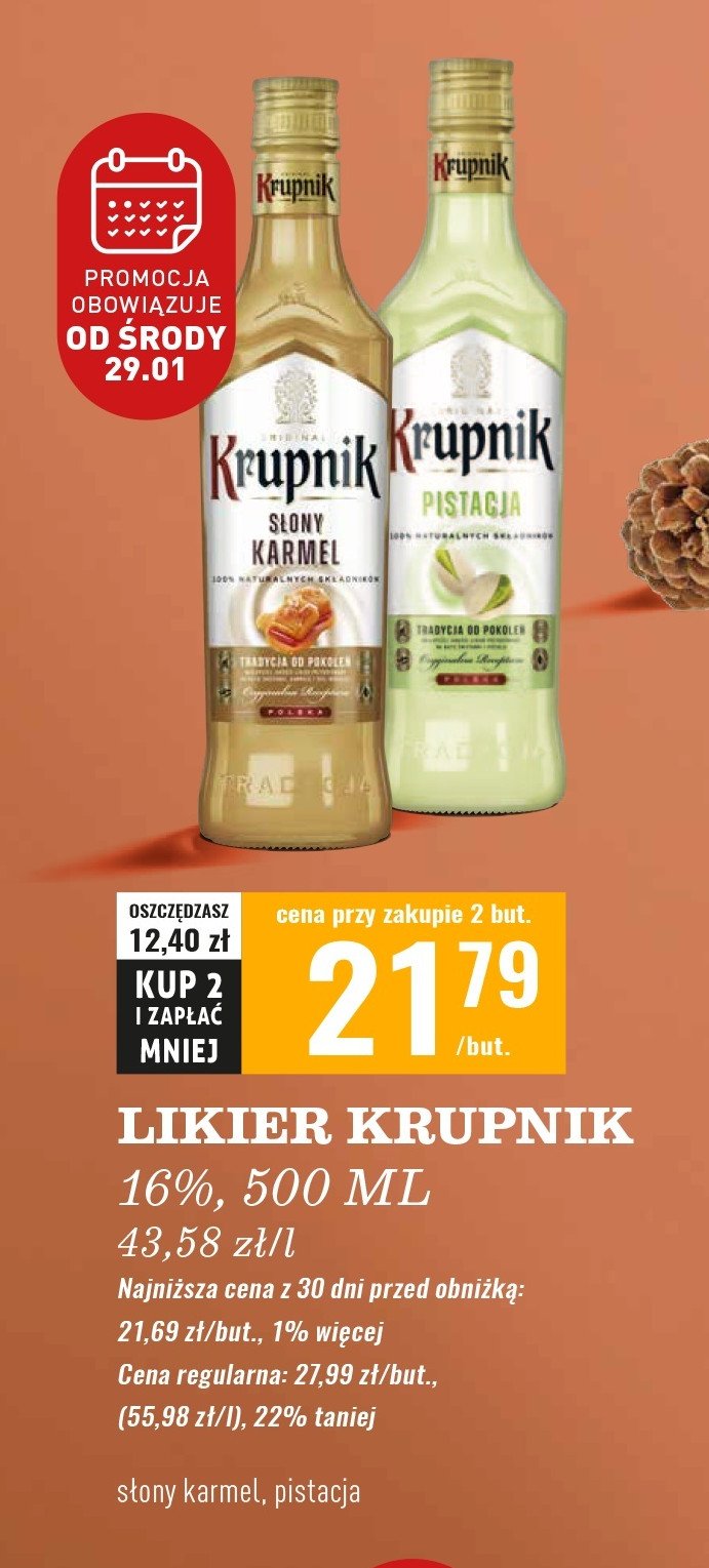 Wódka Krupnik pistacja promocja w Biedronka