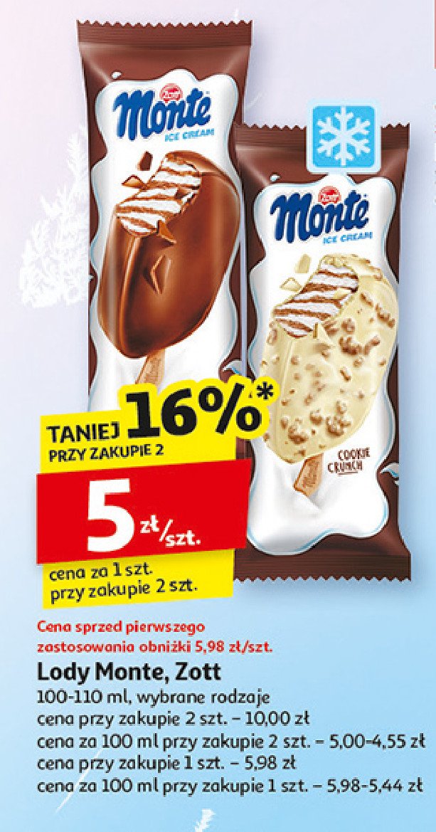 Lód cookie crunch Zott monte promocja w Auchan