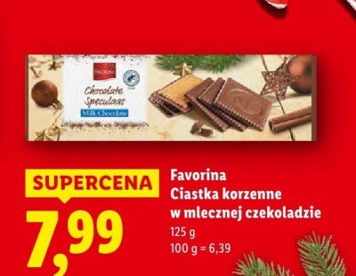 Ciastka Favorina korzenne w mlecznej czekoladzie promocja w Lidl
