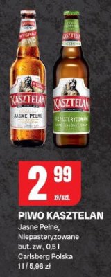 Piwo Kasztelan Jasne Pełne, Niepasteryzowane 0,5l promocja w Chorten